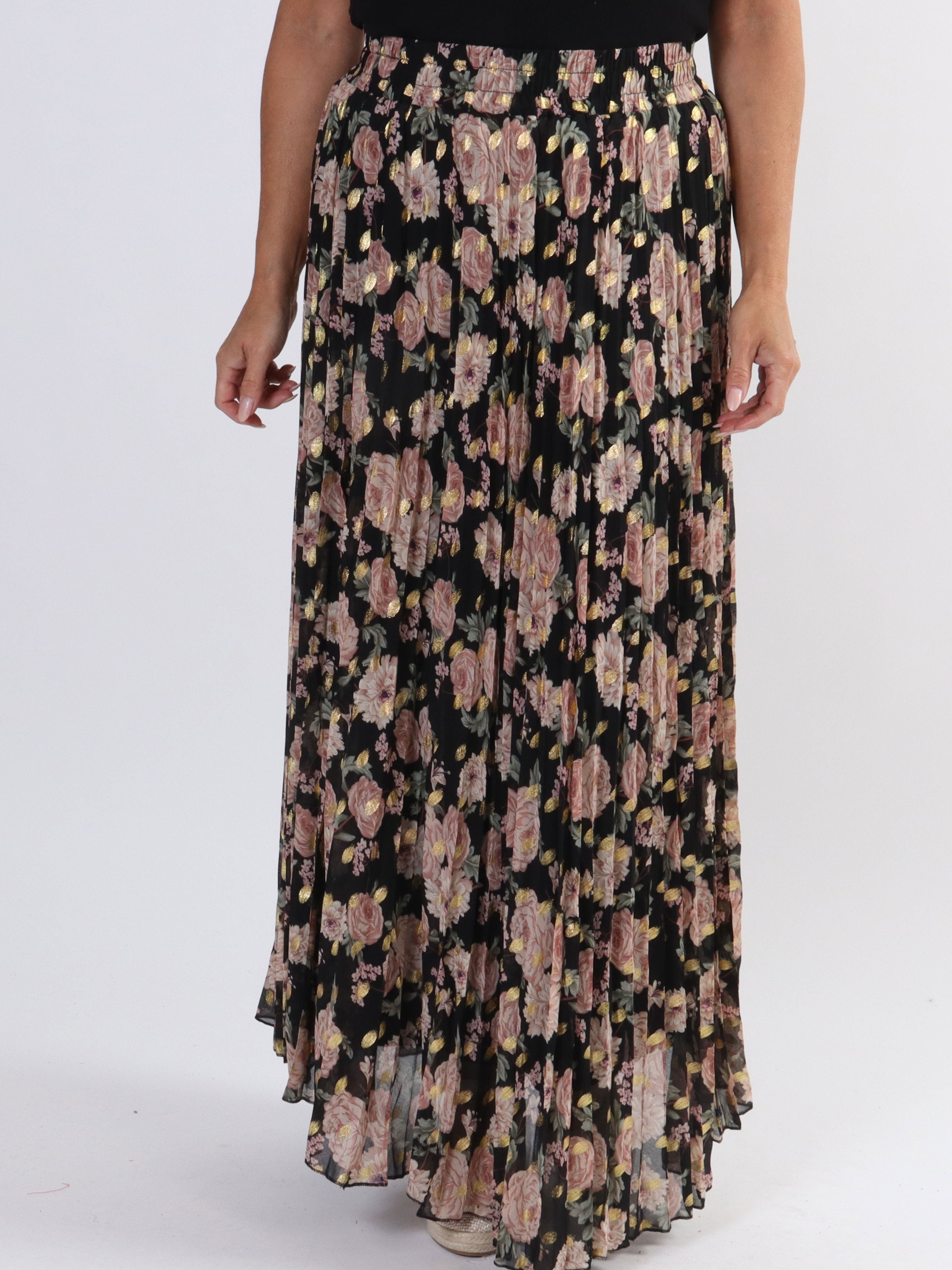 Josefine - Söt plisserad kjol med blommigt mönster